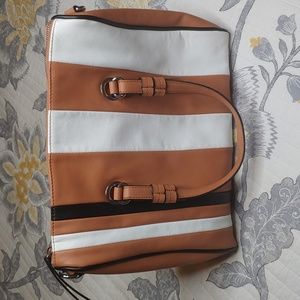 Cesca Satchel with Colorblocked Stripes